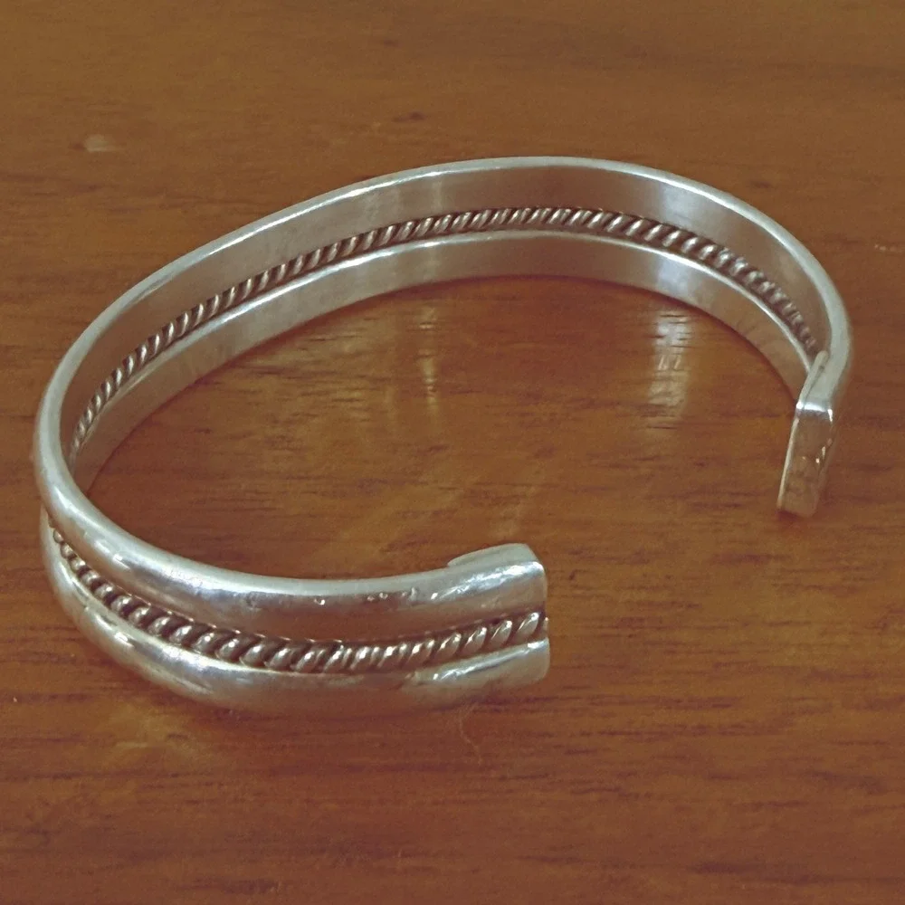 Vintage Sterling Silver Baby's Cuff Bracelet Navajo Style Marked 